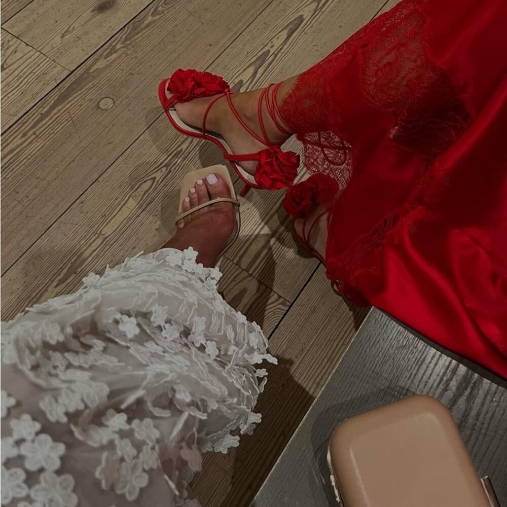 Cynthia Rowley 3D Tulle Floral Appliqué Wide-Leg Pants - Picture 5 of 12